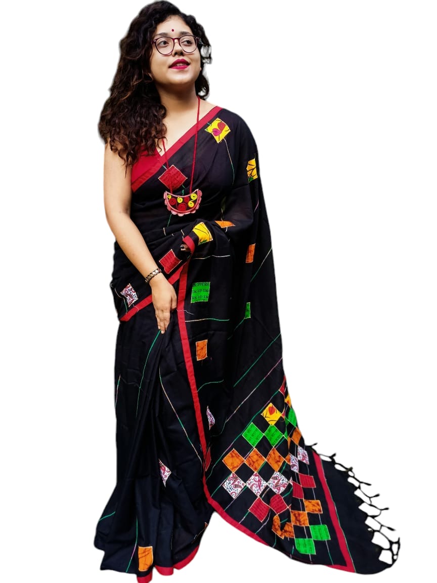 Pure Khadi Patch Work Saree