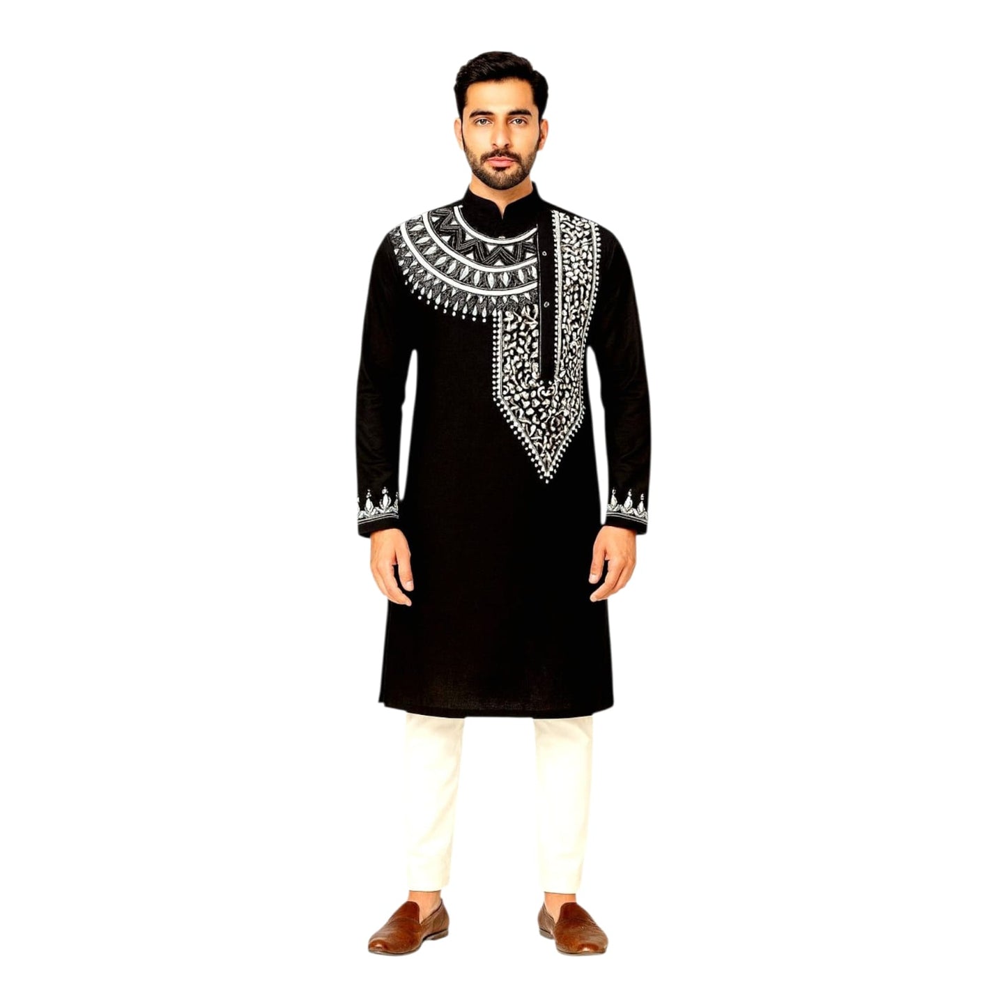 Pure Cotton Men's Kantha Long Kurta