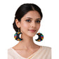 Terracotta Half-Moon Shaped Dangle Earrings(Floral Design)