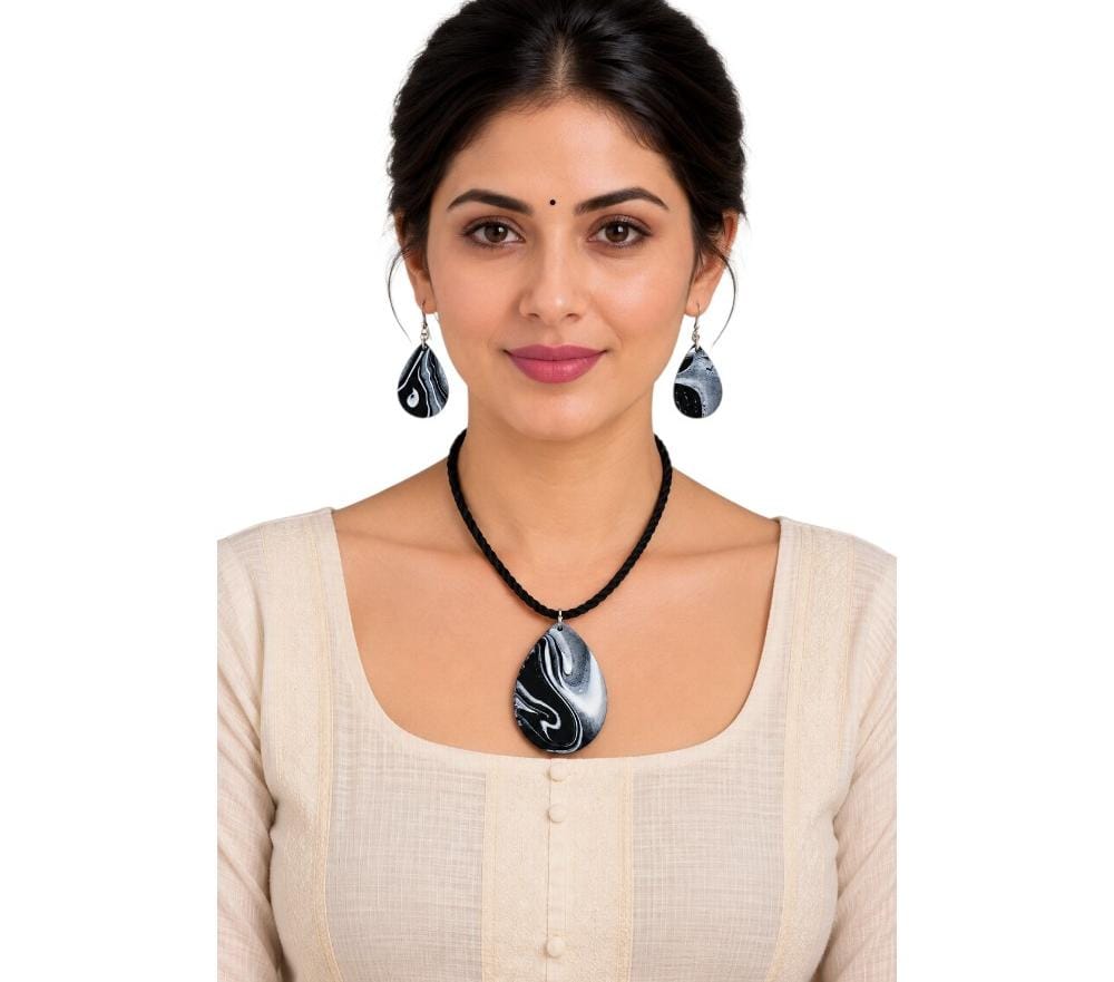 Purely Handmade Clay Jewellery Sets (Marble Design) for Women & Girls