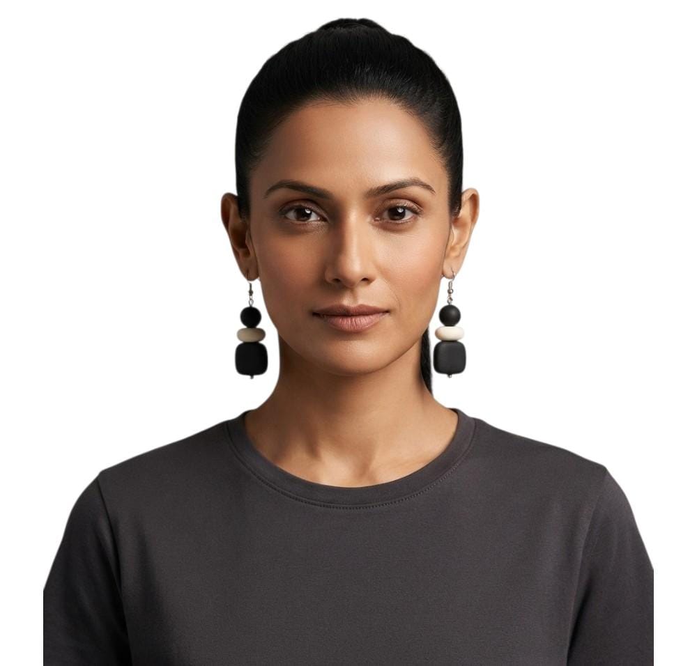 Purely Handmade Matt Finish Clay Drop Earrings