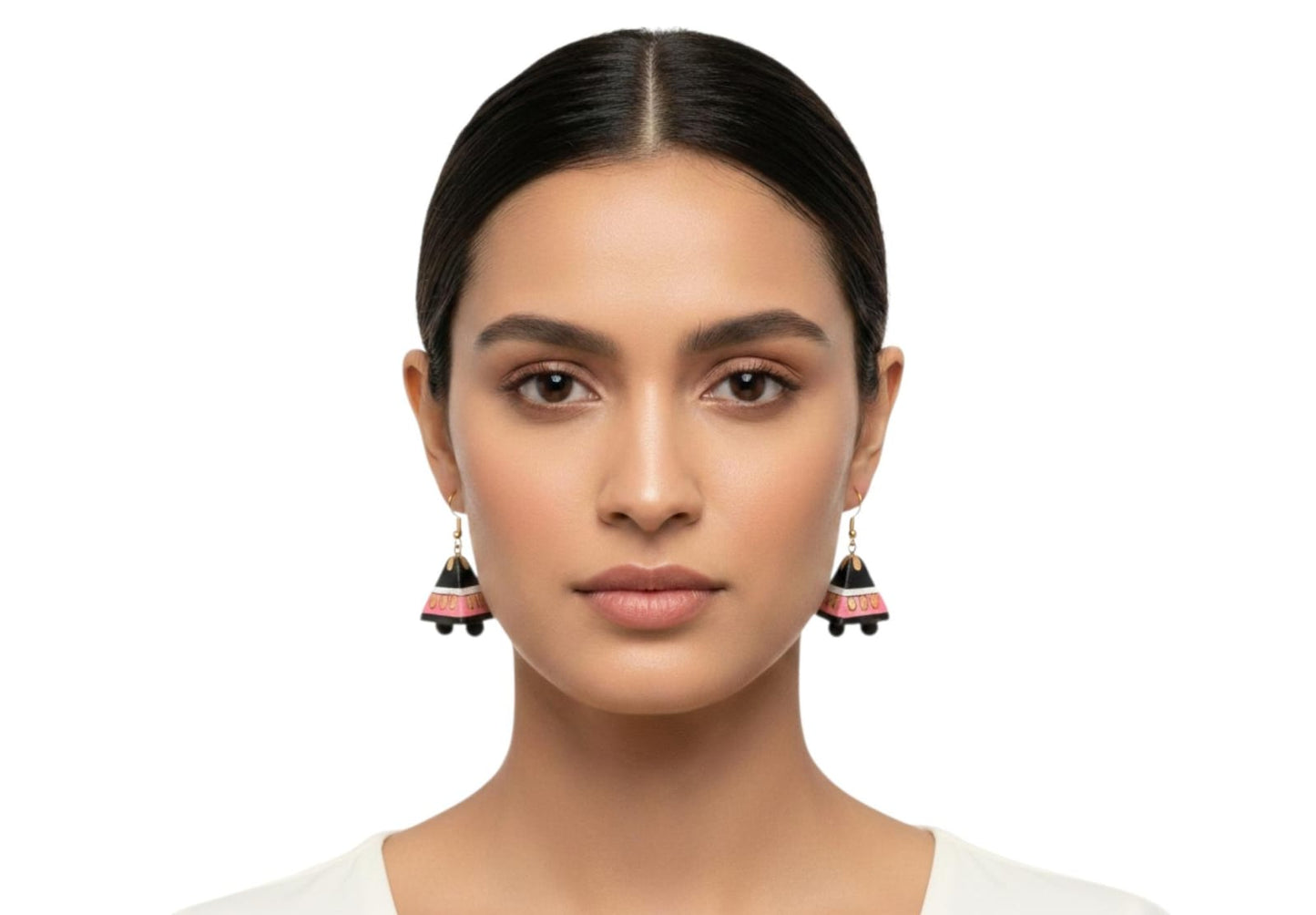 Purely Handmade Terracotta Metallic Conical Jhumka Designer Earrings