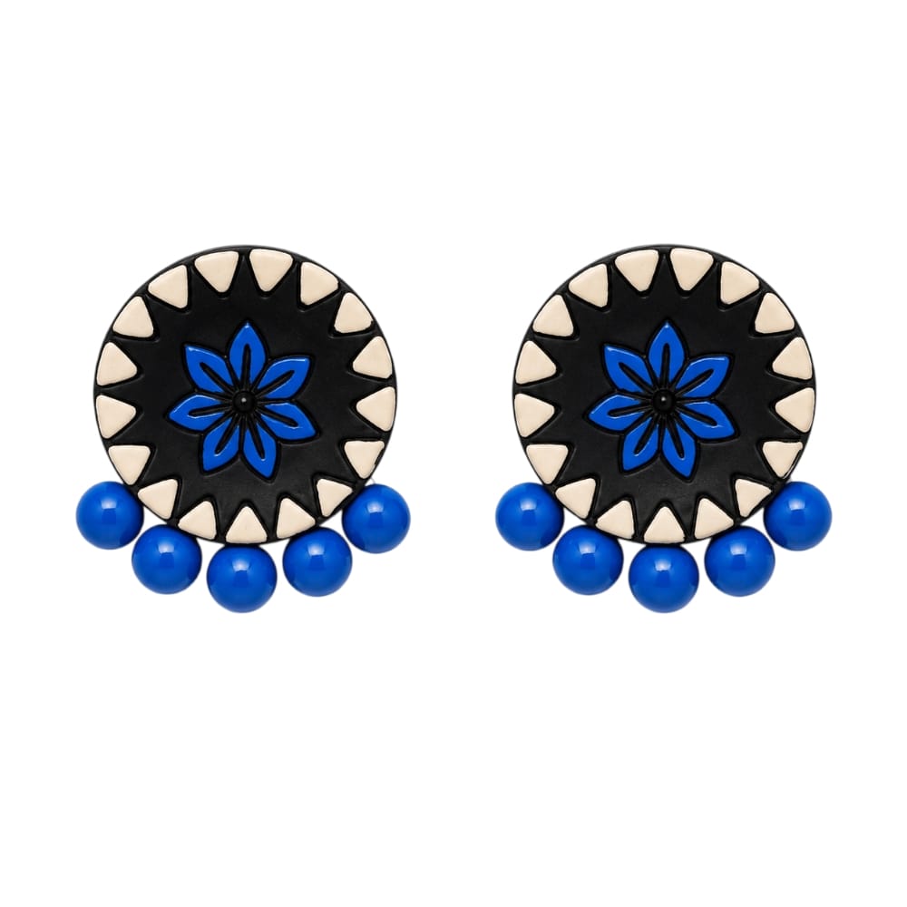 Lightweight Round Shaped Terracotta Stud Earrings