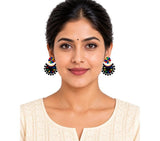 Fashweave Purely Handmade Terracotta Stud Earrings (Half Circle Floral Design)