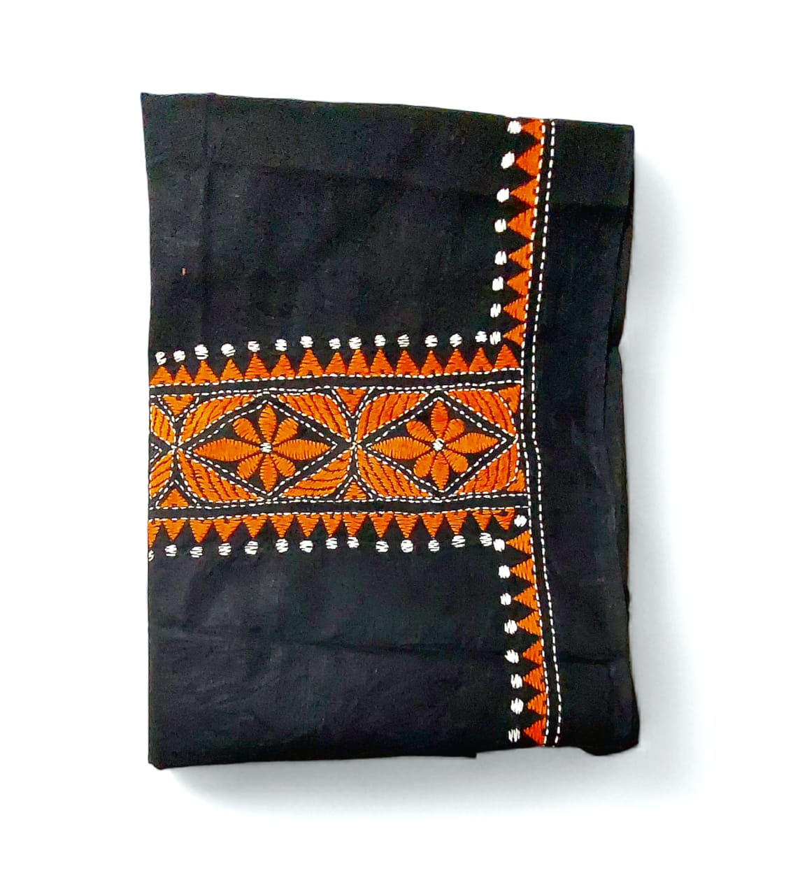 Handmade & Hand Kantha Stitched Embroidered Cotton Blouse Piece(Unstitched)