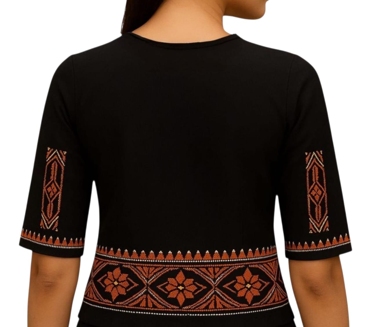 Handmade & Hand Kantha Stitched Embroidered Cotton Blouse Piece(Unstitched)