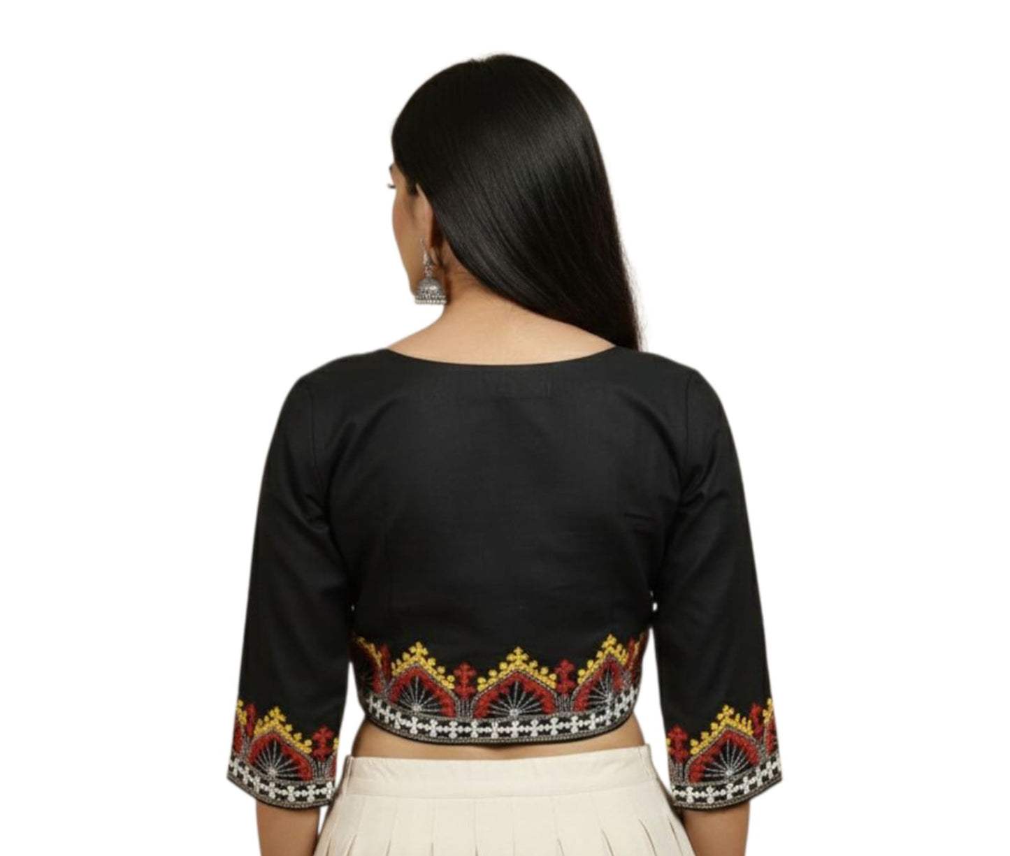 Hand Embroidered Gujarati Stitch Blouse Piece for Women & Girls