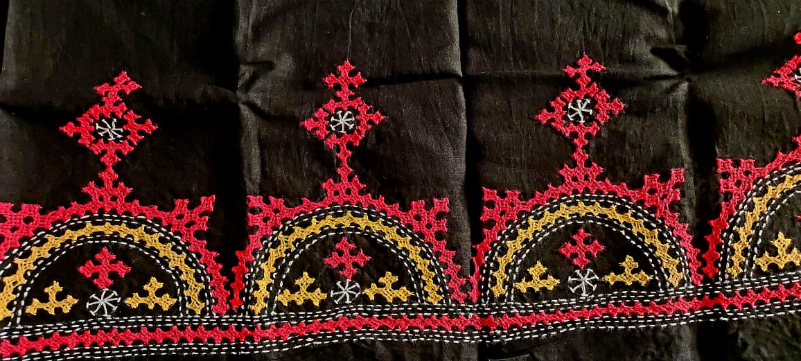 Hand Embroidered Gujarati Stitch Blouse Piece for Women & Girls