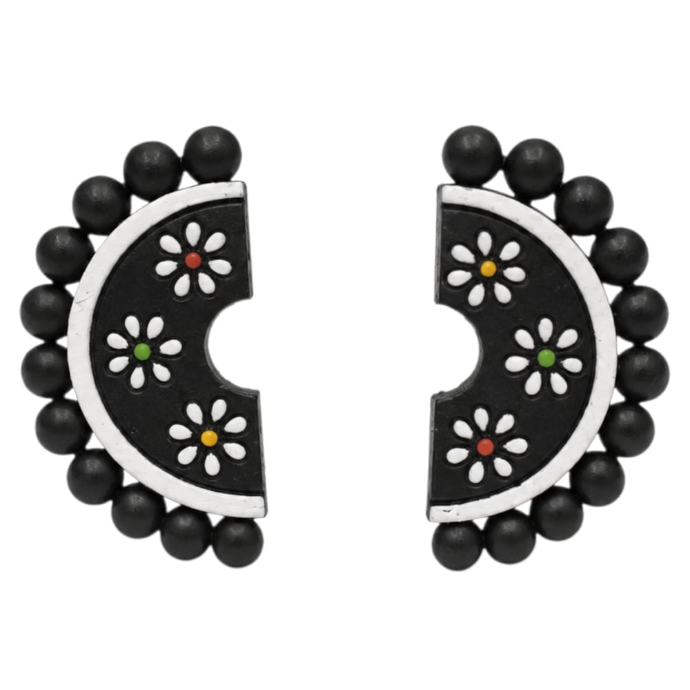 Lightweight Half Moon Shaped Terracotta Stud Earrings