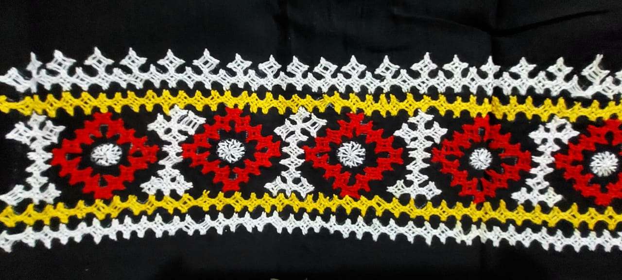 Hand Embroidered Gujarati Stitch Blouse Piece for Women & Girls