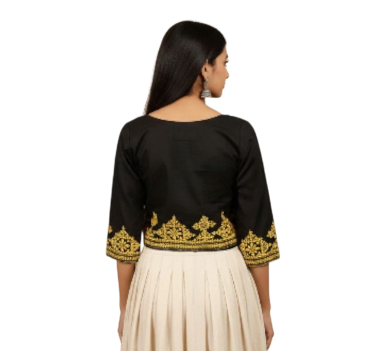 Hand Embroidered Gujarati Stitch Blouse Piece for Women & Girls