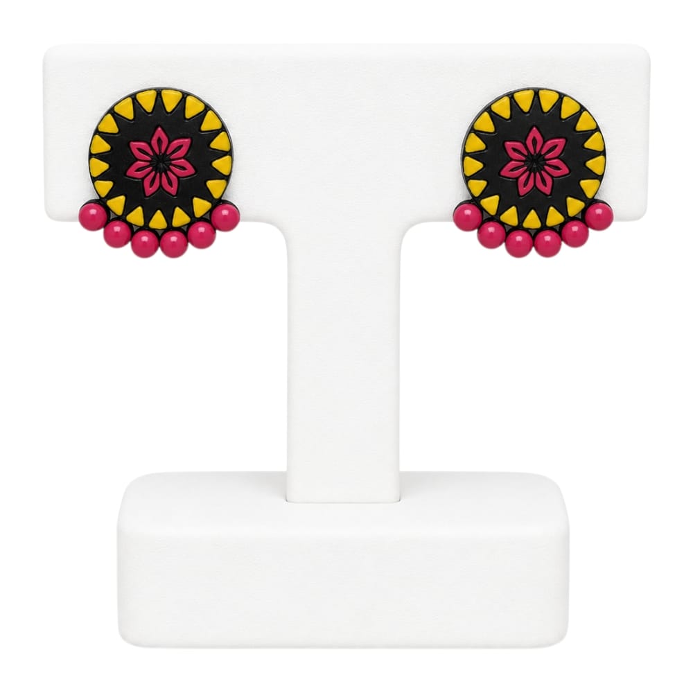 Lightweight Round Shaped Terracotta Stud Earrings