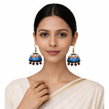 Purely Handmade Terracotta Multi-Coloured Dome Shaped Jhumka Earrings(With Beads)