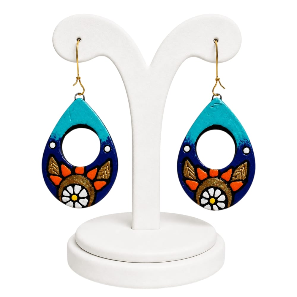 Lightweight Handmade Teardrop Shaped Terracotta Earrings (Dangler)