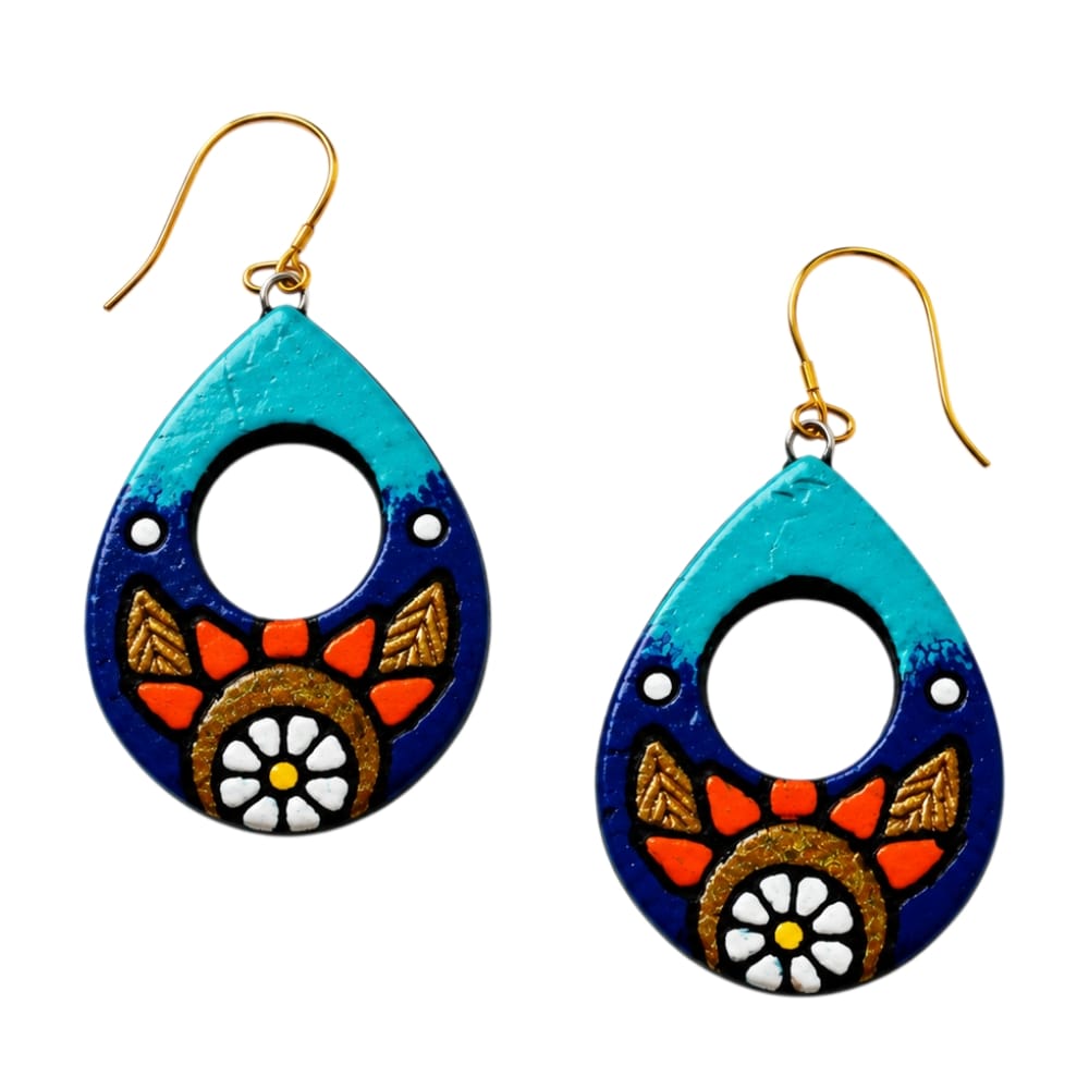Lightweight Handmade Teardrop Shaped Terracotta Earrings (Dangler)