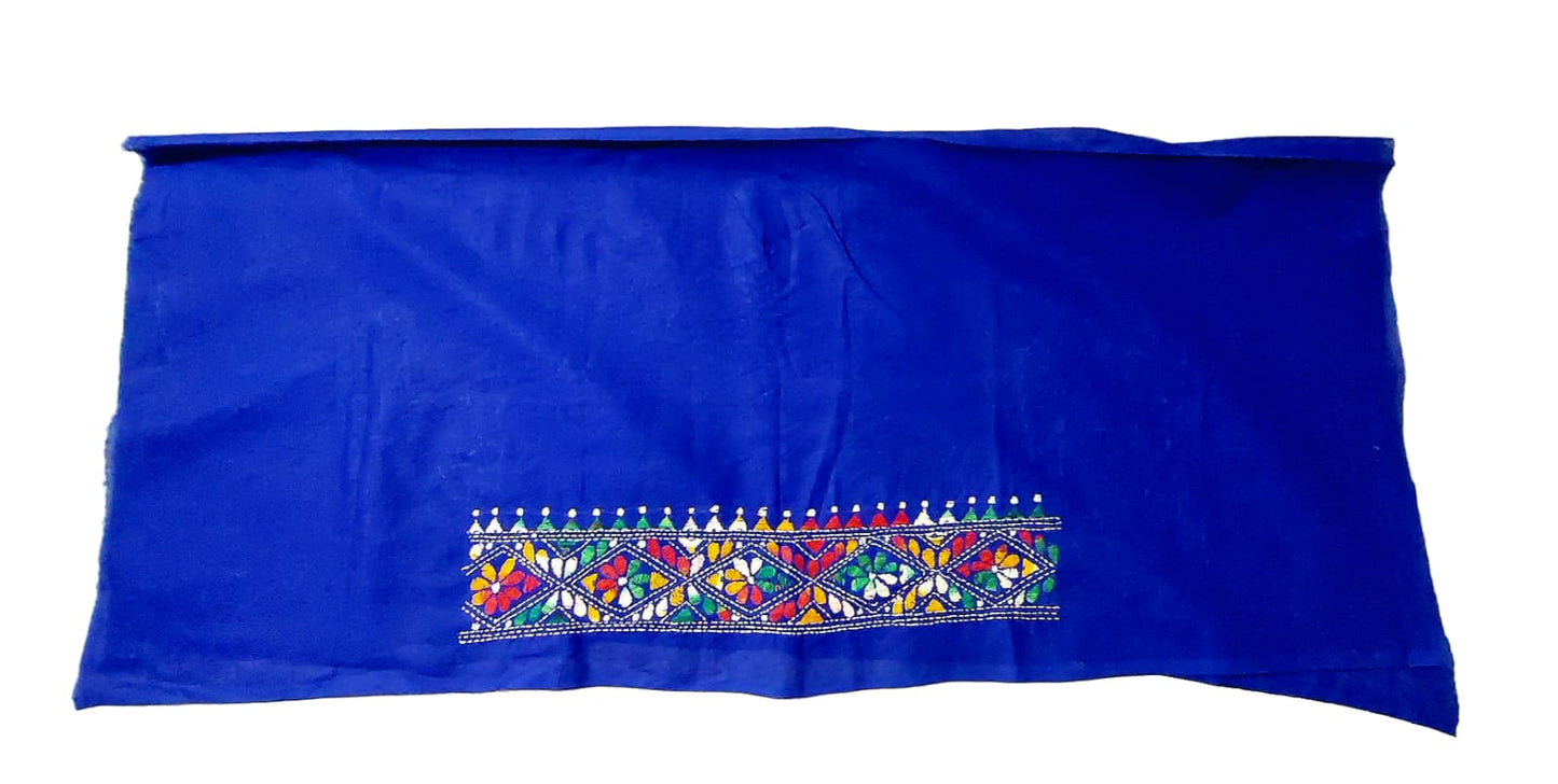 Handmade & Hand Kantha Stitched Embroidered Cotton Blouse Piece(Unstitched)