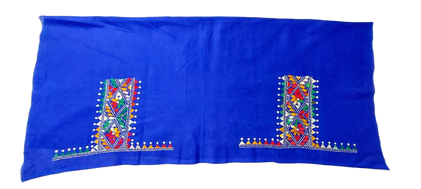 Handmade & Hand Kantha Stitched Embroidered Cotton Blouse Piece(Unstitched)