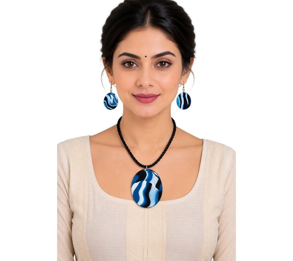 Purely Handmade Clay Jewellery Sets (Marble Design) for Women & Girls
