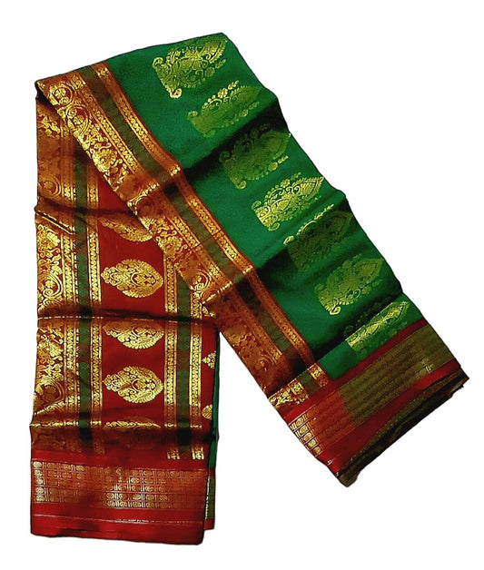 Women's Bomkai Silk Saree with Meenakari Thread & Golden Zari Work