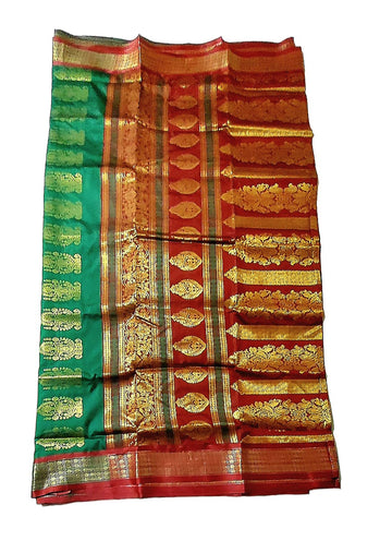 Women's Bomkai Silk Saree with Meenakari Thread & Golden Zari Work