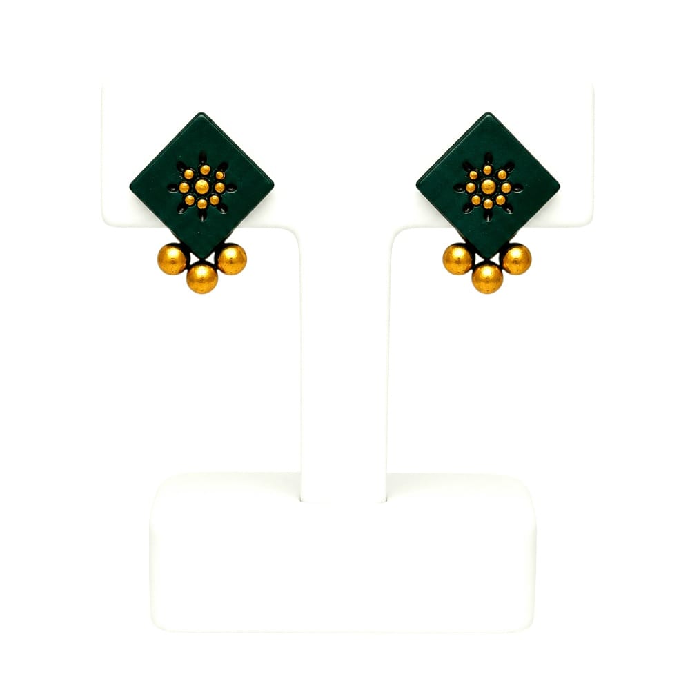 Lightweight Diamond Shaped Terracotta Stud Earrings