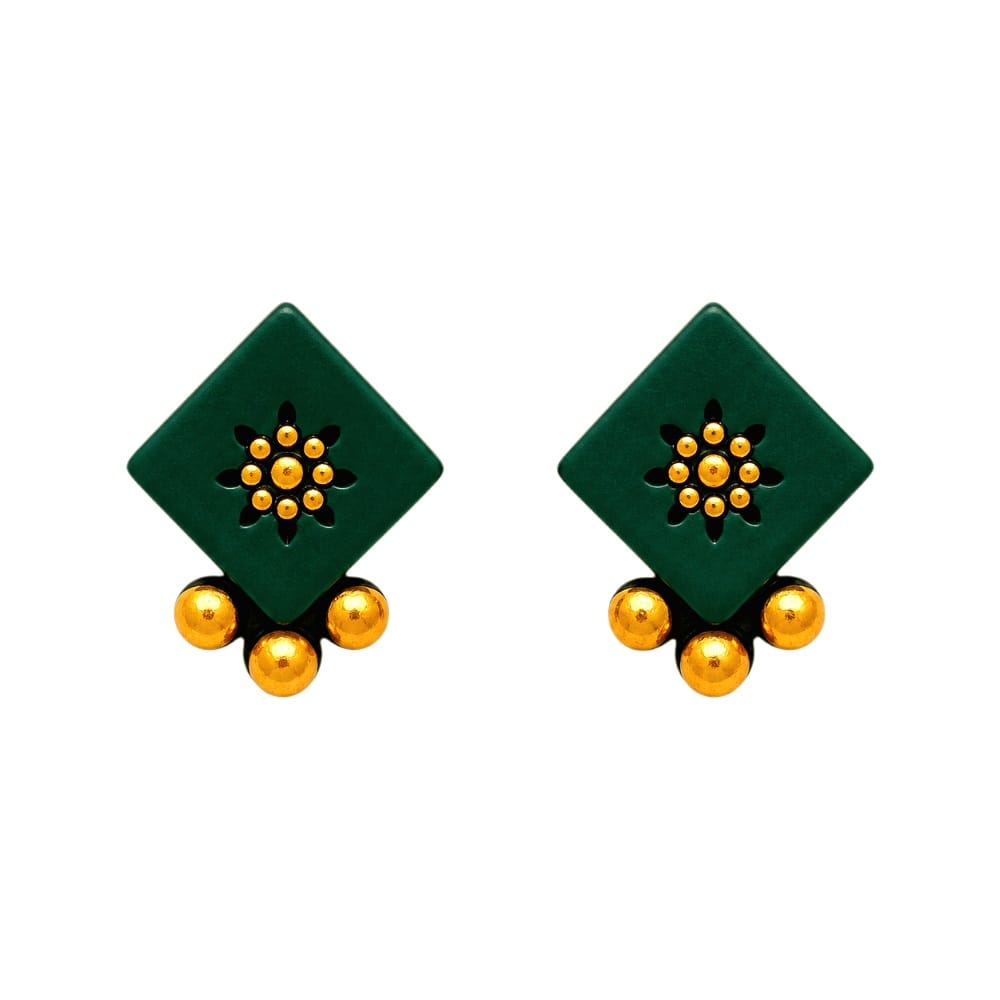 Lightweight Diamond Shaped Terracotta Stud Earrings