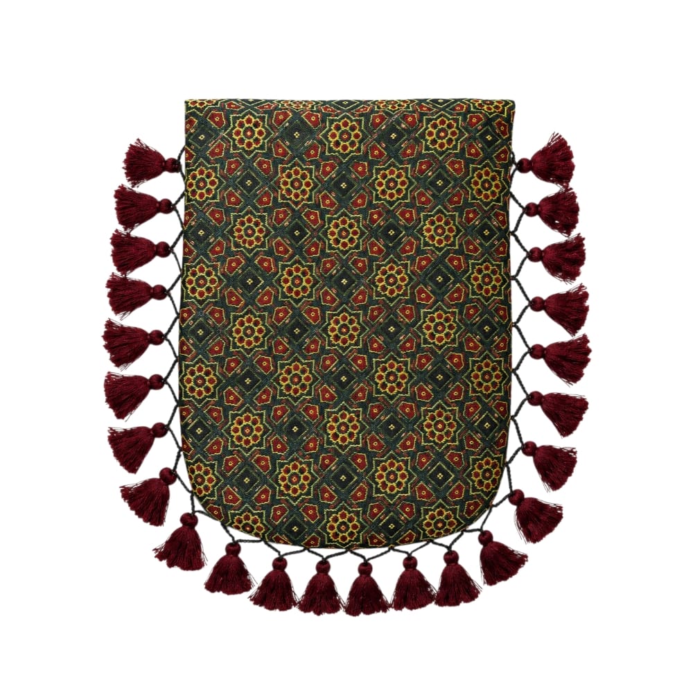 Gajji Silk Ajrakh Printed Leather Crossbody Flip Sling Bag