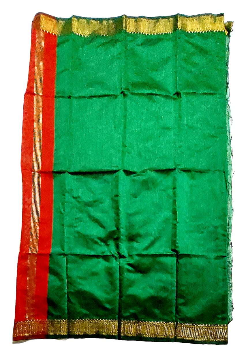 Maheshwari Cotton Silk Saree with Contrast Blouse & Contrast Pallu