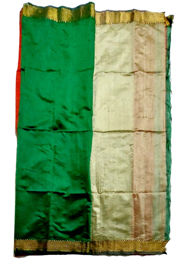 Maheshwari Cotton Silk Saree with Contrast Blouse & Contrast Pallu