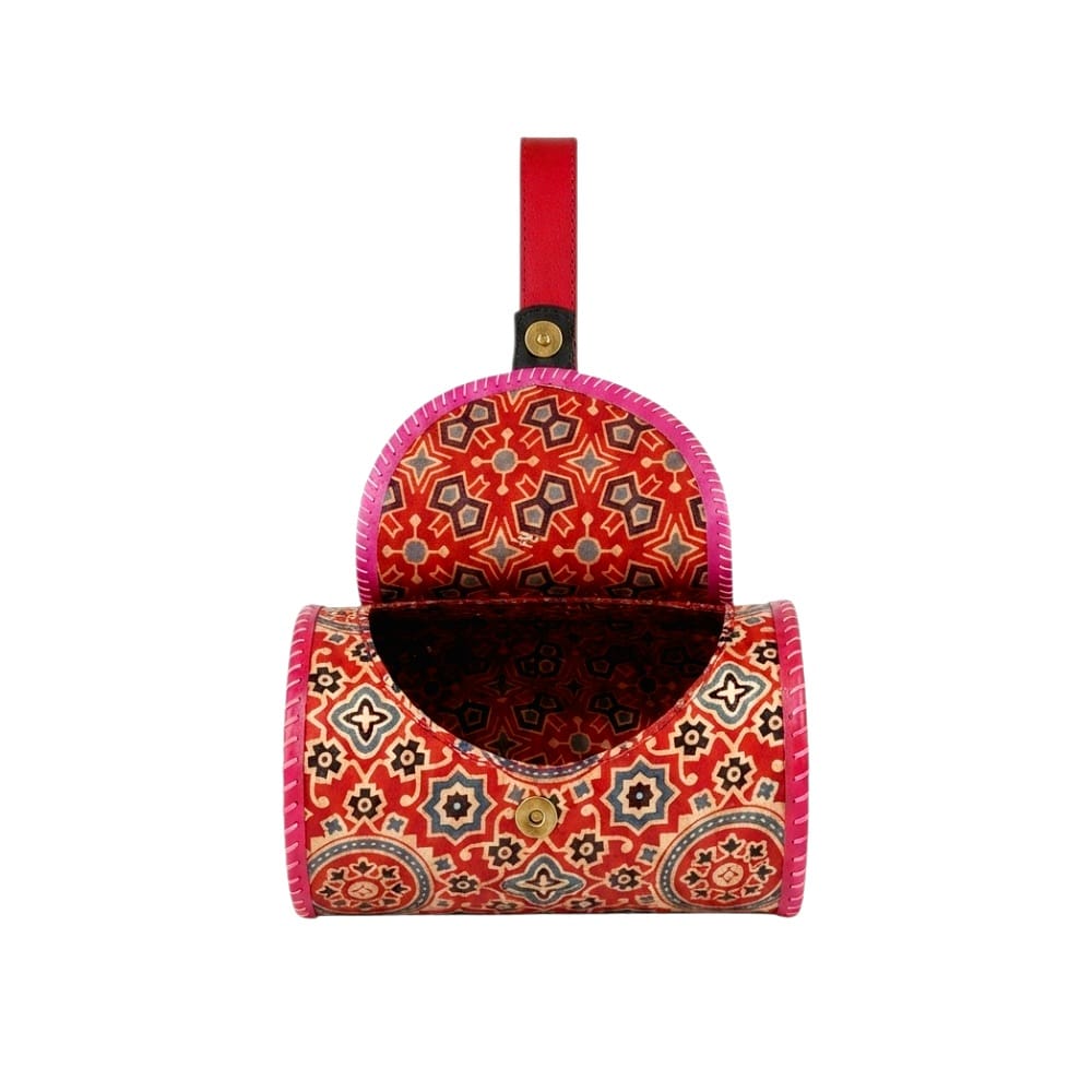 Handcrafted Leather Dholak Style Round Sling Bag