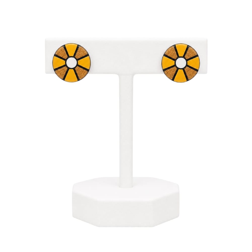 Lightweight Geometric Pinwheel Design Terracotta Stud Earrings