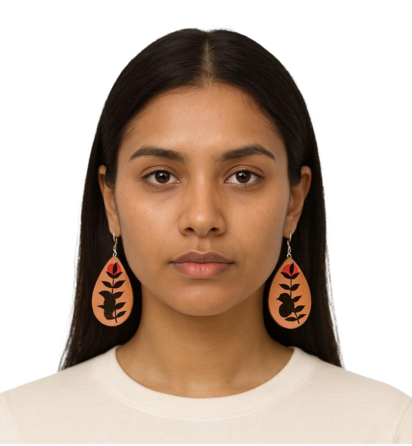 Purely Handmade & Handpainted Neem Wood Earrings