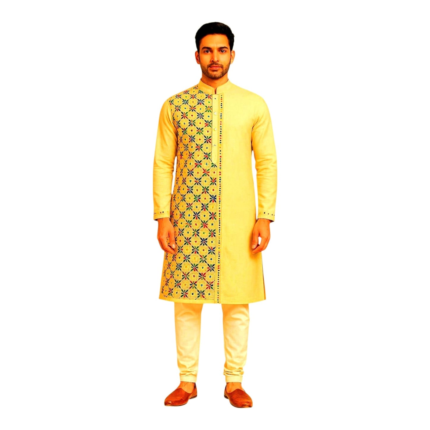 Pure Cotton Men's Kantha Long Kurta