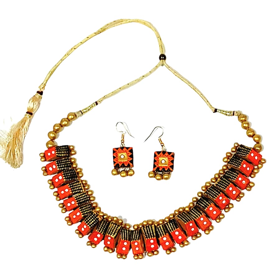 Handmade Terracotta Collar Necklace Set