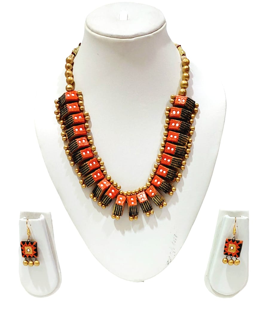 Handmade Terracotta Collar Necklace Set