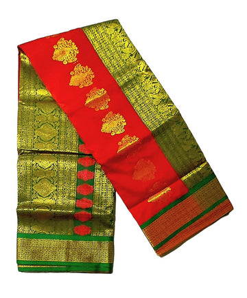 Women's Bomkai Silk Saree with Meenakari Thread & Golden Zari Work