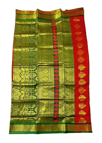 Women's Bomkai Silk Saree with Meenakari Thread & Golden Zari Work