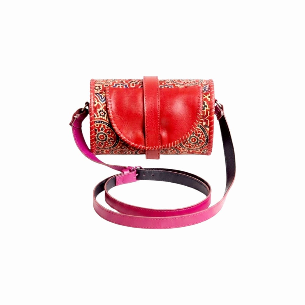 Handcrafted Leather Dholak Style Round Sling Bag