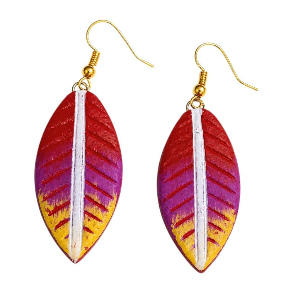 Purely Handmade Lightweight Terracotta Dangler Earrings (Leaf Design)