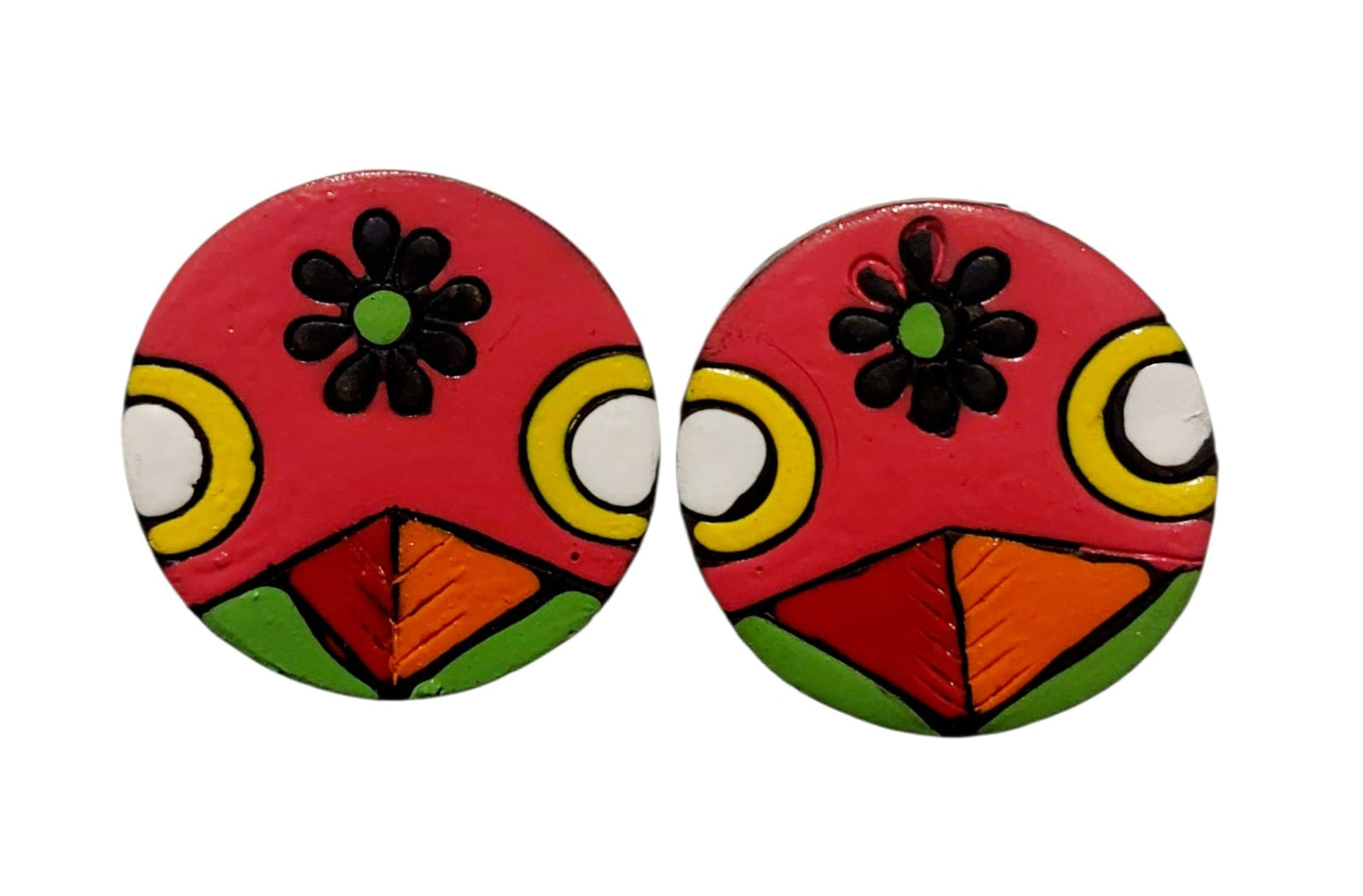 Purely Handmade Round Shaped Terracotta Stud Earrings