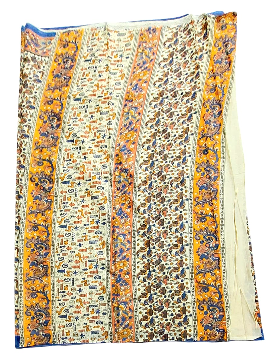 Women's Pure Cotton Hand Block Printed Kalamkari Sarees