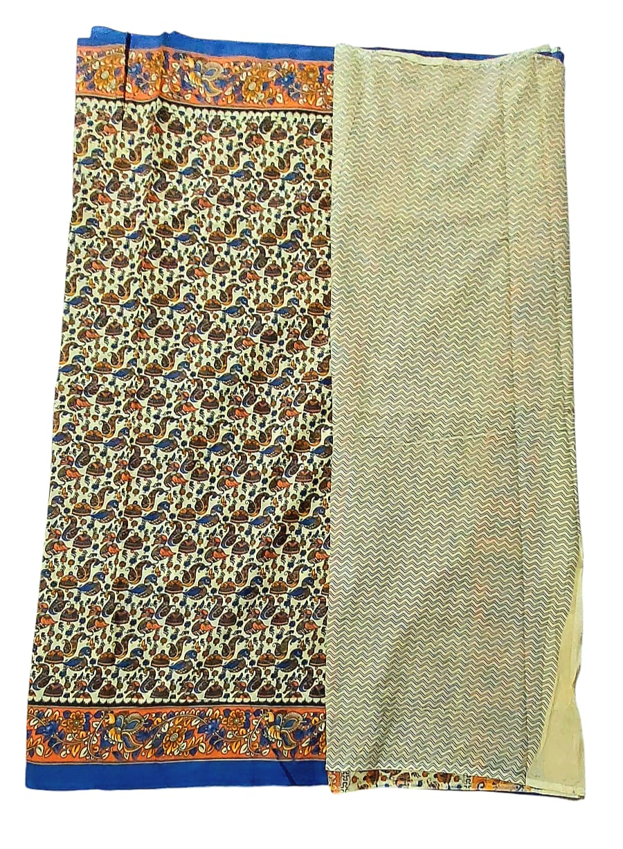 Women's Pure Cotton Hand Block Printed Kalamkari Sarees