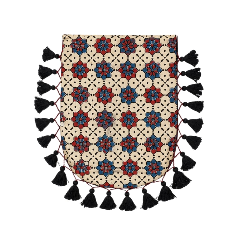 Gajji Silk Ajrakh Printed Leather Crossbody Flip Sling Bag