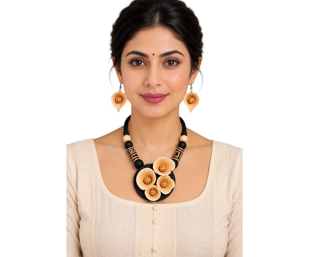 Purely Handmade Clay Jewellery Sets (With Earrings) for Women & Girls
