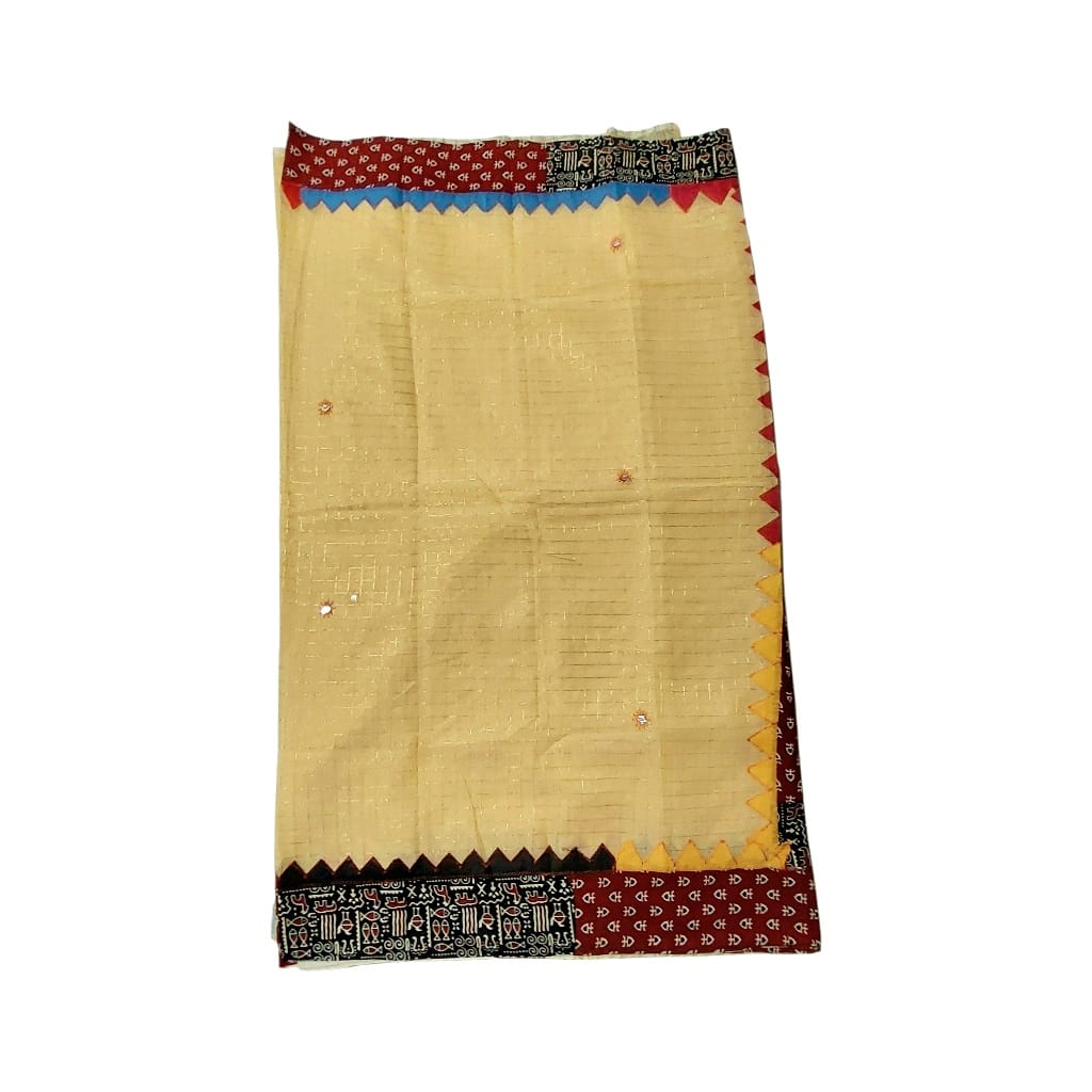 Pure Cotton Handmade Kalamkari Patchwork Saree