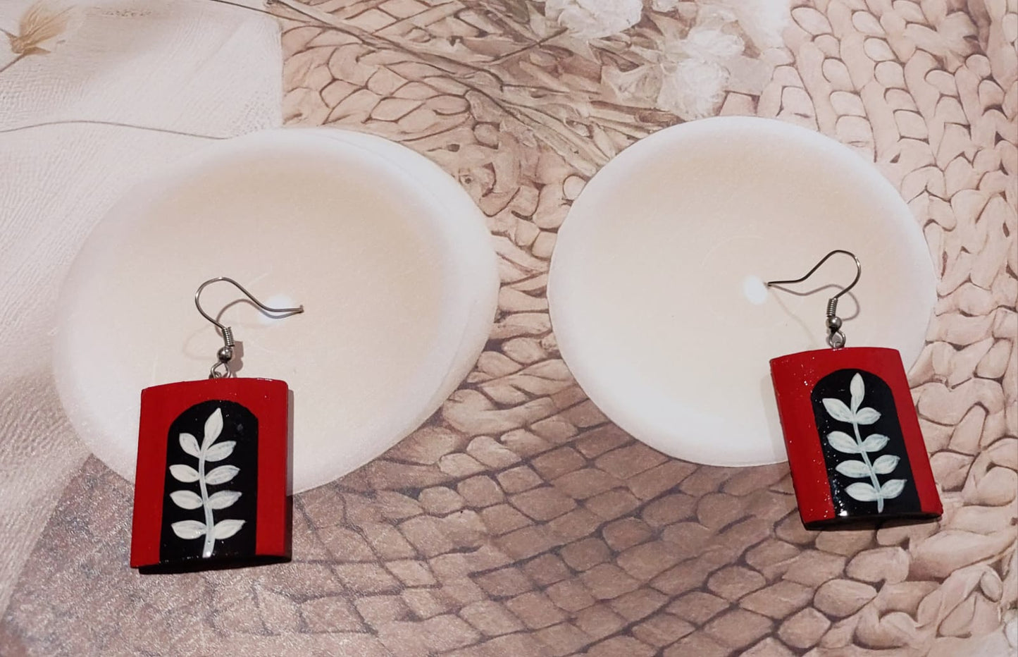 Purely Handmade & Handpainted Bamboo Earrings