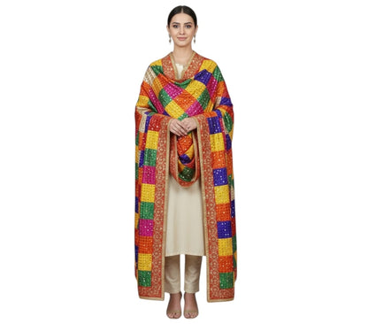 Phulkari Work Chinon Dupatta