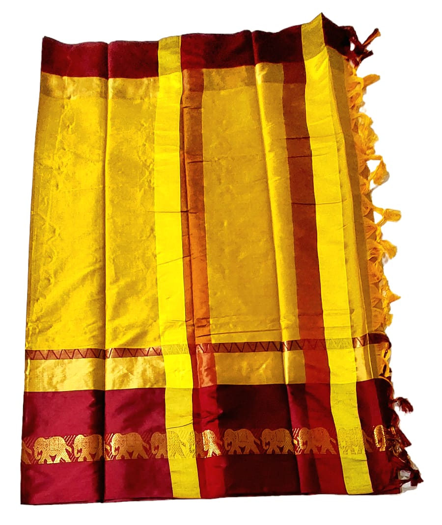 Gadwal Silk by Cotton Saree with Contrast Running Blouse Piece