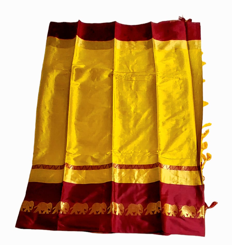 Gadwal Silk by Cotton Saree with Contrast Running Blouse Piece