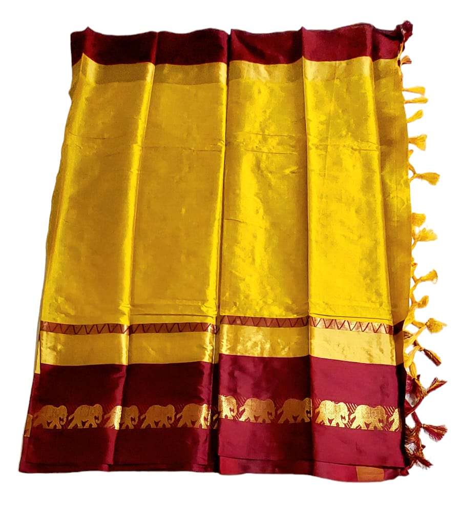 Gadwal Silk by Cotton Saree with Contrast Running Blouse Piece